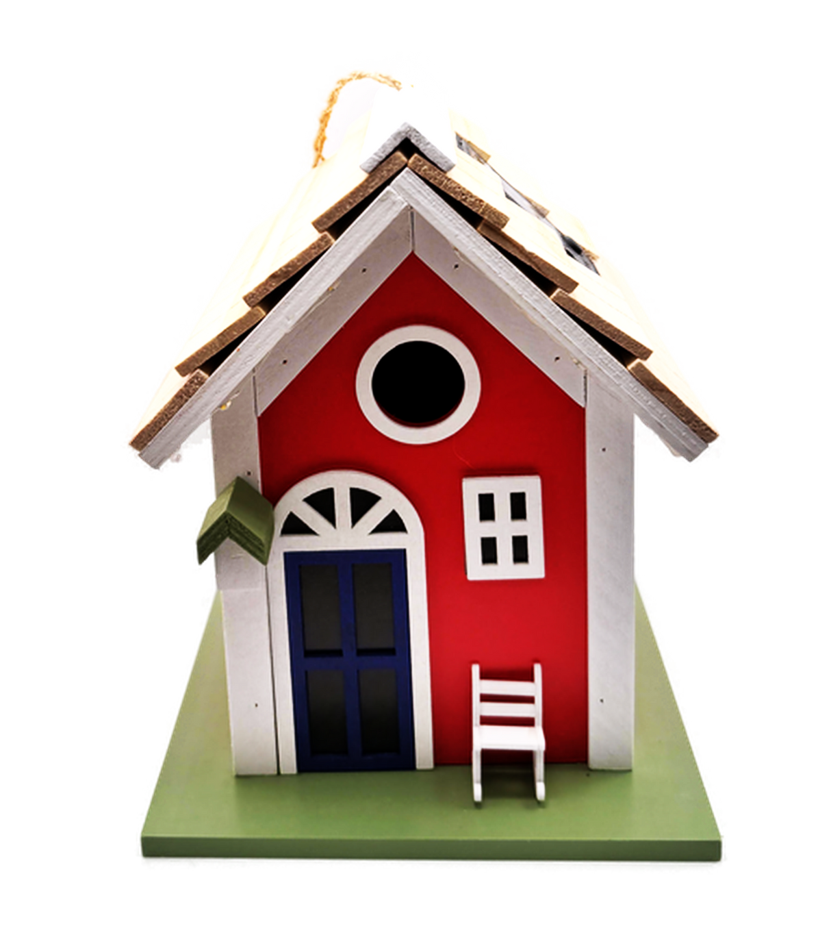 Wooden solar outdoor bird house