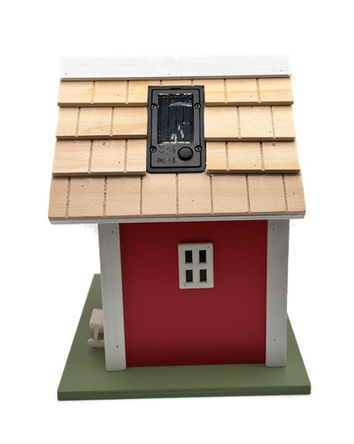 Wooden solar outdoor bird house