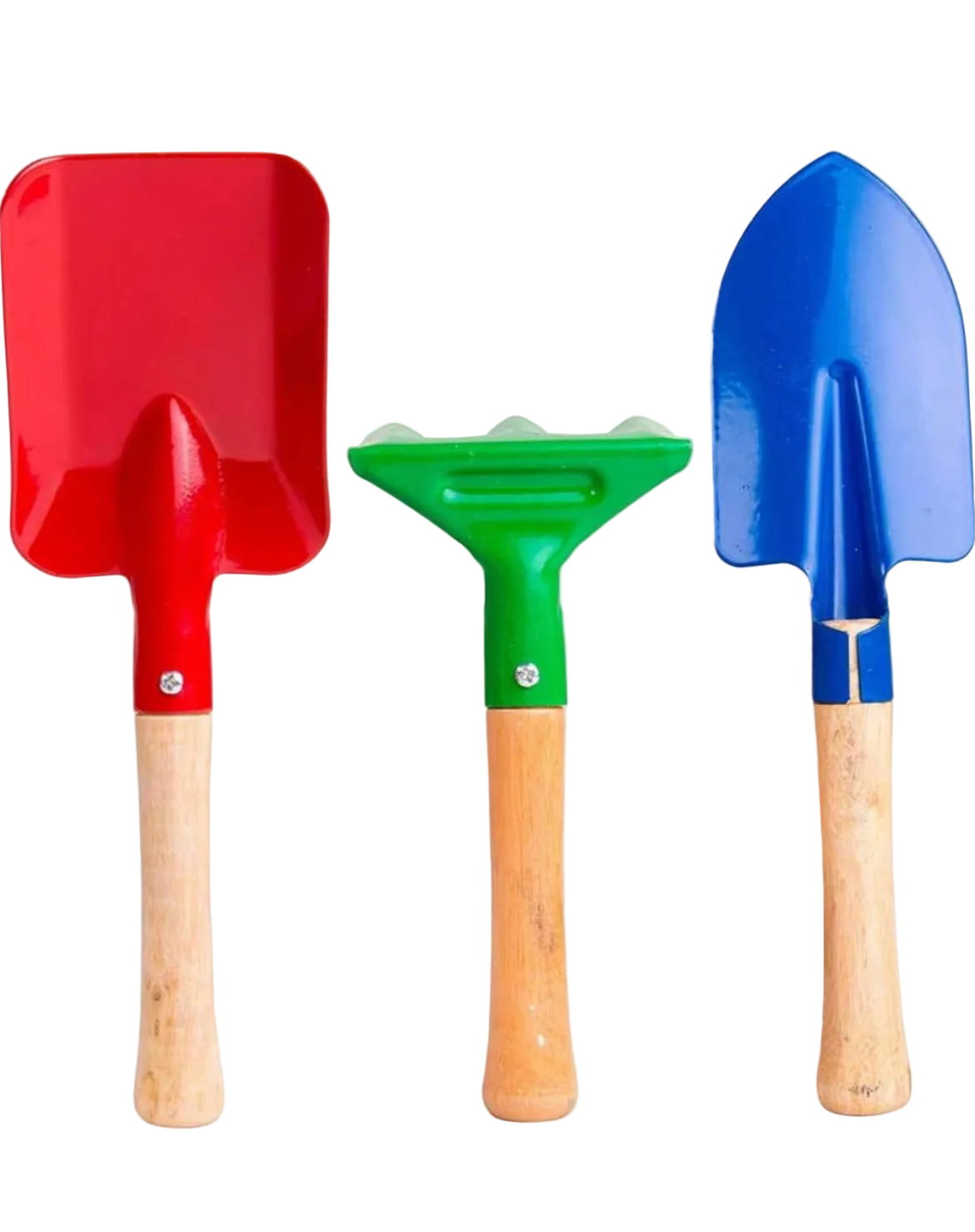 Kids Garden Tools 3Pcs set - Metal Trowel Rake & Shovel for Children Beach Sandbox