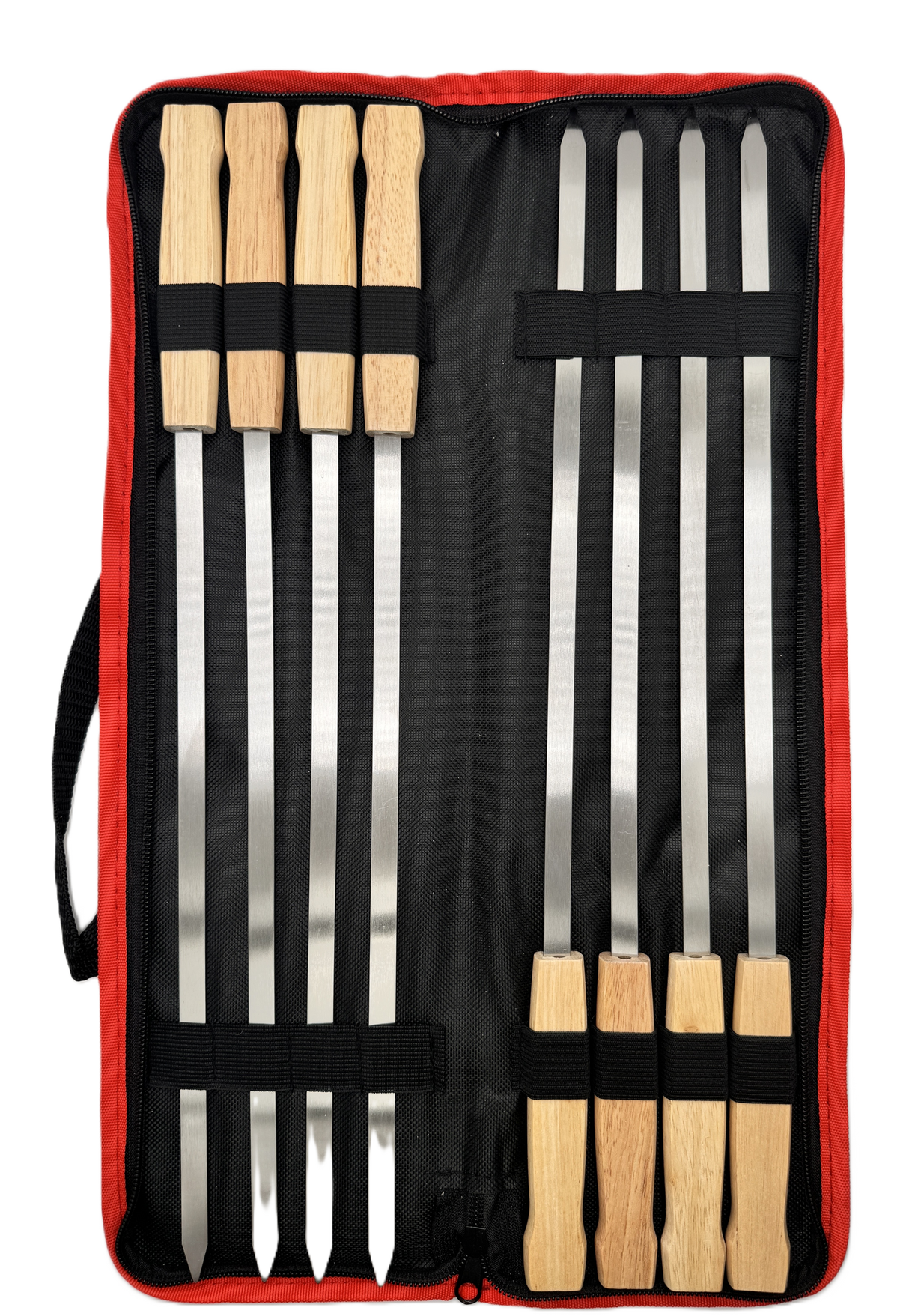8 pcs Stainless steel skewers with wooden handles