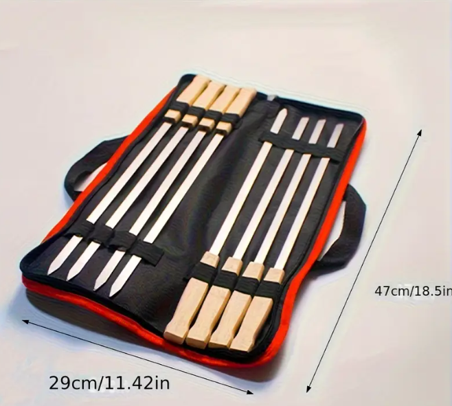 8 pcs Stainless steel skewers with wooden handles