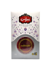 Bahraman saffron packaging with a white background