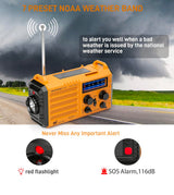 Emergency Radio, NOAA, Solar, Hand Crank, Rechargeable Battery,USB Charger,Flashlight,Reading Lamp,SOS Alarm