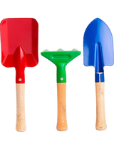 Kids Garden Tools 3Pcs set - Metal Trowel Rake & Shovel for Children Beach Sandbox
