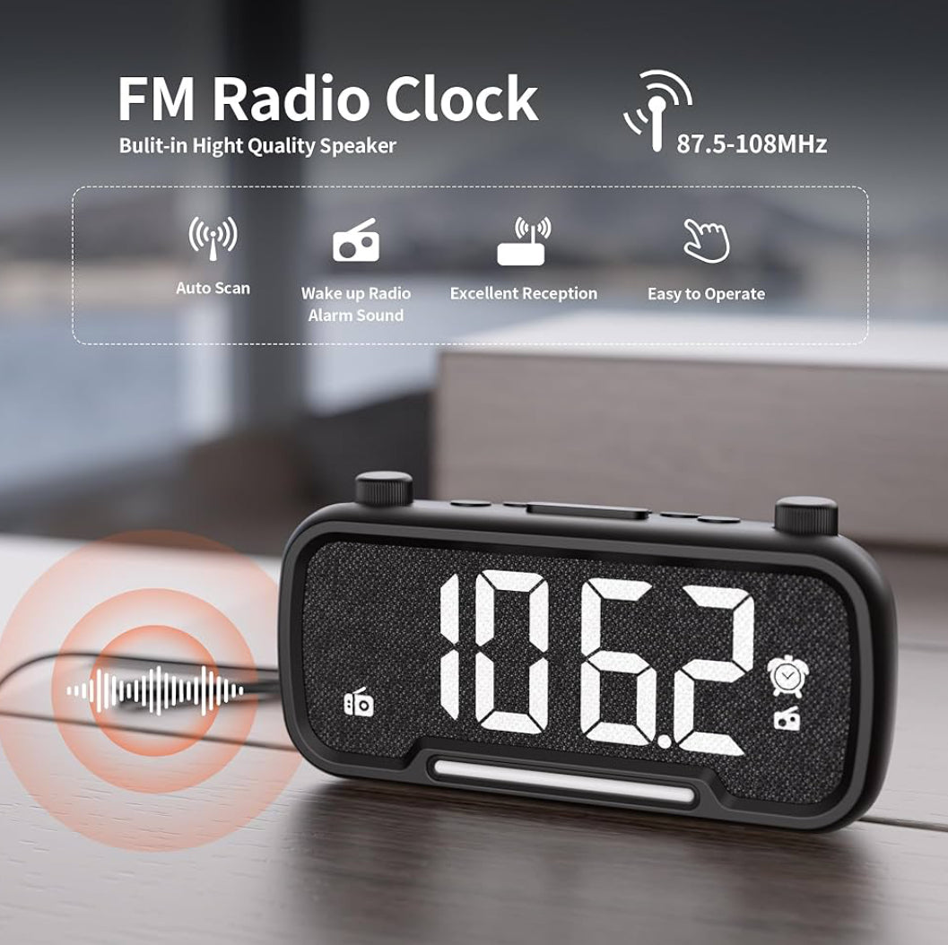 Digital 5 in 1 Alarm Clock Radio with Bluetooth Speaker