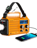 Emergency Radio, NOAA, Solar, Hand Crank, Rechargeable Battery,USB Charger,Flashlight,Reading Lamp,SOS Alarm