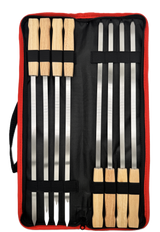 8 pcs Stainless steel skewers with wooden handles